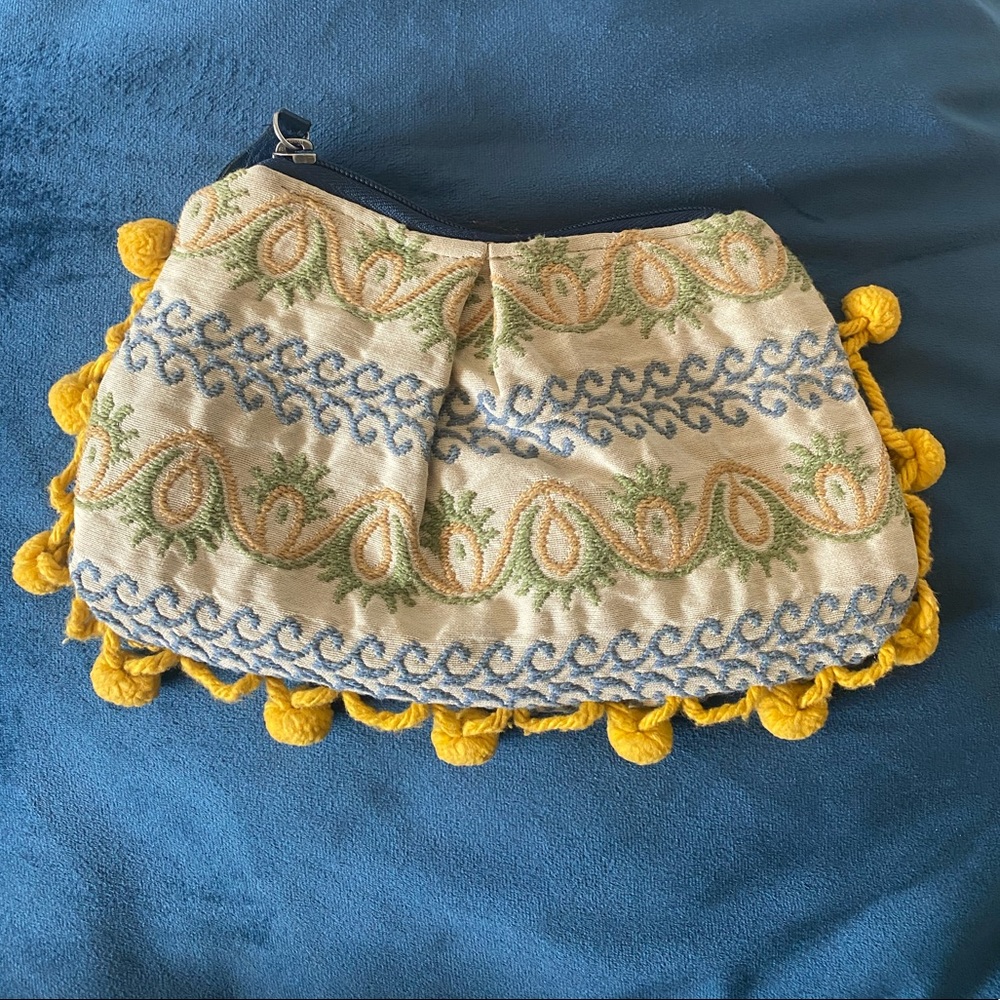 Kim White Pom Pom Zip Top Bag